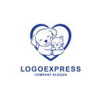 画像3: ハートの中で寄り添う犬と猫の優しいロゴ (3)