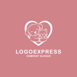 画像4: ハートの中で寄り添う犬と猫の優しいロゴ (4)