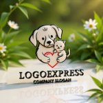 画像12: ハートを抱きしめる犬と猫のロゴ (12)