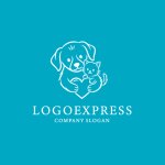 画像4: ハートを抱きしめる犬と猫のロゴ (4)