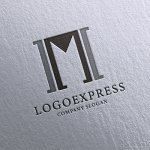 画像16: M字と柱の堅牢な構造ロゴ (16)