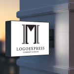 画像9: M字と柱の堅牢な構造ロゴ (9)