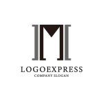 画像1: M字と柱の堅牢な構造ロゴ (1)