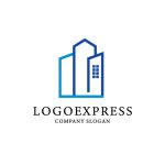 画像1: ビル群のモダンなラインアートロゴ (1)