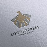 画像16: 鷲と光芒の力強い幾何学ロゴ (16)