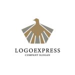 画像1: 鷲と光芒の力強い幾何学ロゴ (1)