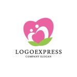 画像1: 親子の愛と成長を育むハートと芽のロゴ (1)