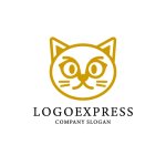 画像1: 可愛らしい猫の顔のロゴ (1)