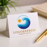 画像16: 太陽と波が輝くオーシャンロゴ (16)