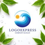 画像9: 太陽と波が輝くオーシャンロゴ (9)