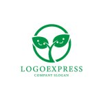 画像1: 笑顔の葉っぱと芽生えのナチュラルロゴ (1)