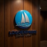 画像5: 帆船と波のダイナミックマリンロゴ (5)