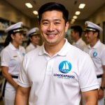 画像14: 帆船と波のダイナミックマリンロゴ (14)