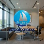 画像9: 帆船と波のダイナミックマリンロゴ (9)