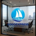 画像11: 帆船と波のダイナミックマリンロゴ (11)