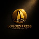 画像12: 帆船と波のダイナミックマリンロゴ (12)