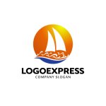 画像3: 帆船と波のダイナミックマリンロゴ (3)