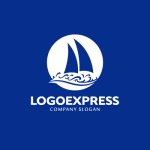 画像4: 帆船と波のダイナミックマリンロゴ (4)