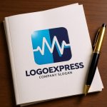 画像6: M字と心電図のヘルスケアロゴ (6)