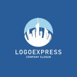 画像4: 都市と円が織りなす未来の街並みロゴ (4)