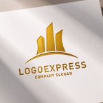 画像11: M字とビル群の都市開発ロゴ (11)