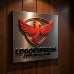 画像5: 不死鳥と盾の力強い飛躍ロゴ (5)