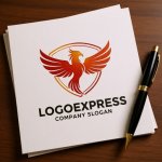 画像6: 不死鳥と盾の力強い飛躍ロゴ (6)