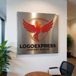 画像7: 不死鳥と盾の力強い飛躍ロゴ (7)