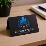 画像6: 都市と星が輝く発展と信頼のロゴ (6)