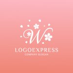 画像4: Wと桜の花が彩るエレガントなロゴ (4)