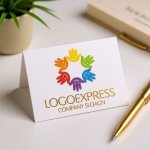 画像16: 笑顔の手で作られた輪のロゴ (16)