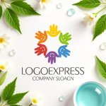 画像9: 笑顔の手で作られた輪のロゴ (9)