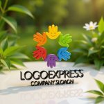 画像12: 笑顔の手で作られた輪のロゴ (12)