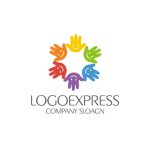 画像1: 笑顔の手で作られた輪のロゴ (1)