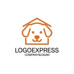 画像1: 犬の家と笑顔がかわいいペットロゴ (1)