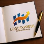 画像6: H型バーと上昇矢印の成長促進ロゴ (6)