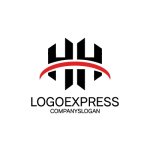 画像1: Hの構造と赤い弧が示す堅実な飛躍ロゴ (1)