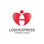 画像1: 愛とサポートを象徴するAまたはHのハートと人間のロゴ (1)