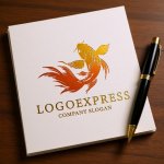 画像6: 力強く舞う鯉の縁起物ロゴ (6)