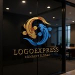 画像15: 陰陽と鯉が織りなす調和と繁栄のロゴ (15)