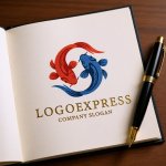 画像6: 陰陽と鯉が織りなす調和と繁栄のロゴ (6)