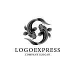 画像3: 陰陽と鯉が織りなす調和と繁栄のロゴ (3)