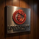 画像5: 力強く舞う紅龍と漢字「龍」の縁起物ロゴ (5)