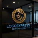 画像15: 力強く舞う紅龍と漢字「龍」の縁起物ロゴ (15)