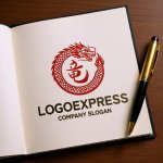 画像6: 力強く舞う紅龍と漢字「龍」の縁起物ロゴ (6)