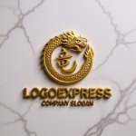 画像13: 力強く舞う紅龍と漢字「龍」の縁起物ロゴ (13)