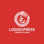 画像4: 力強く舞う紅龍と漢字「龍」の縁起物ロゴ (4)