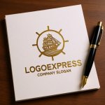 画像6: 帆船と舵輪が示す航海の信頼ロゴ (6)