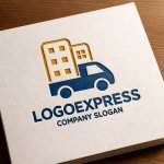 画像14: トラックとビルディングの運送・引越しロゴ (14)
