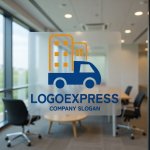 画像8: トラックとビルディングの運送・引越しロゴ (8)